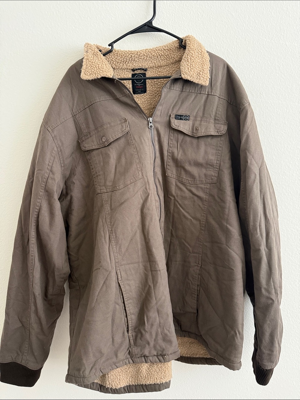 Wrangler Brown Jacket with Cream Sherpa Collar